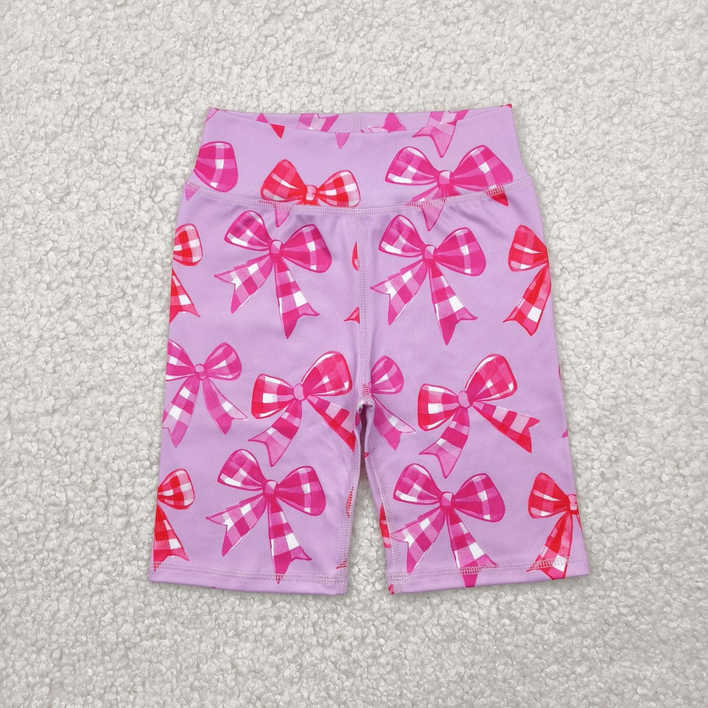 Kids Girls Checked Bow Print Cycling Shorts Active Wear