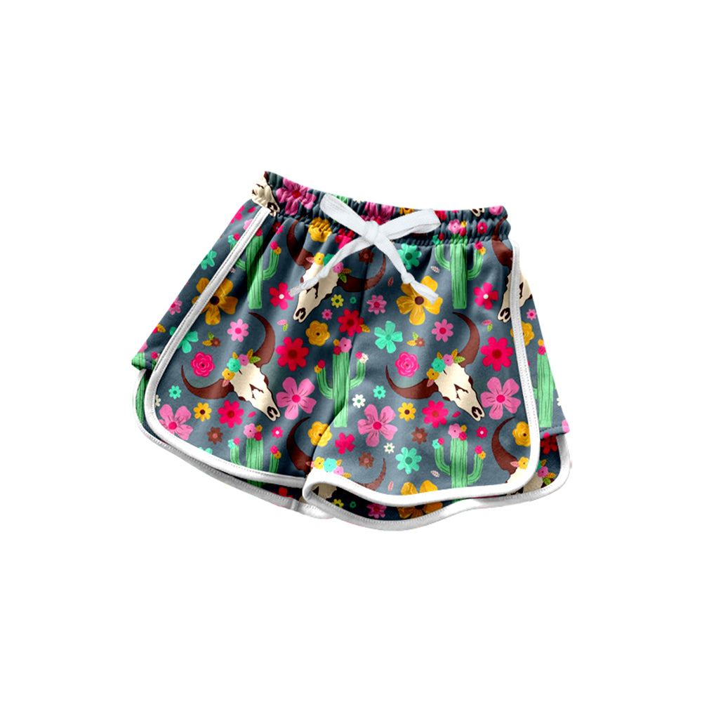 SS0606 Baby Girls Active Wear Western Cow Yoga Shorts Preorder