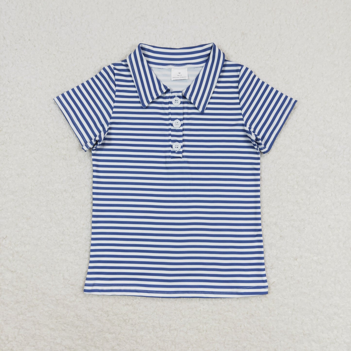 Baby Boys Blue Stripe Short Sleeves Button Down Polo Shirts Top