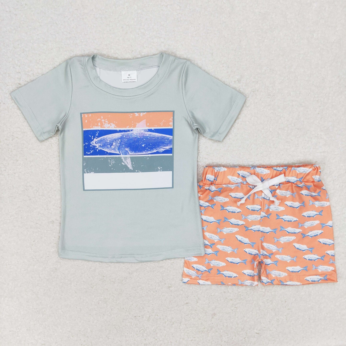 Baby Boys Summer Green Top Shark Shorts Set