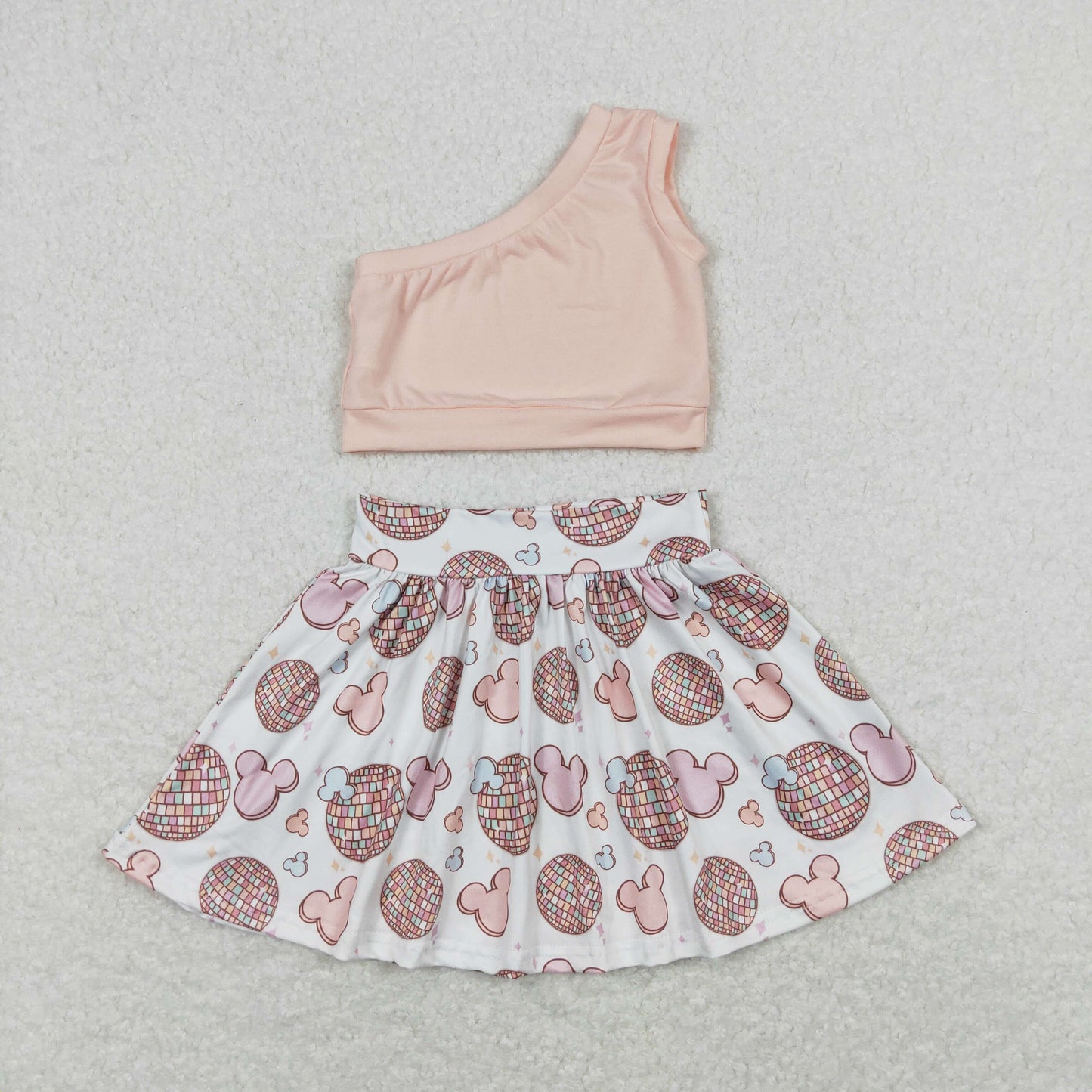 Kid Girls Pink Top matching Cartoon Mouse Outfit