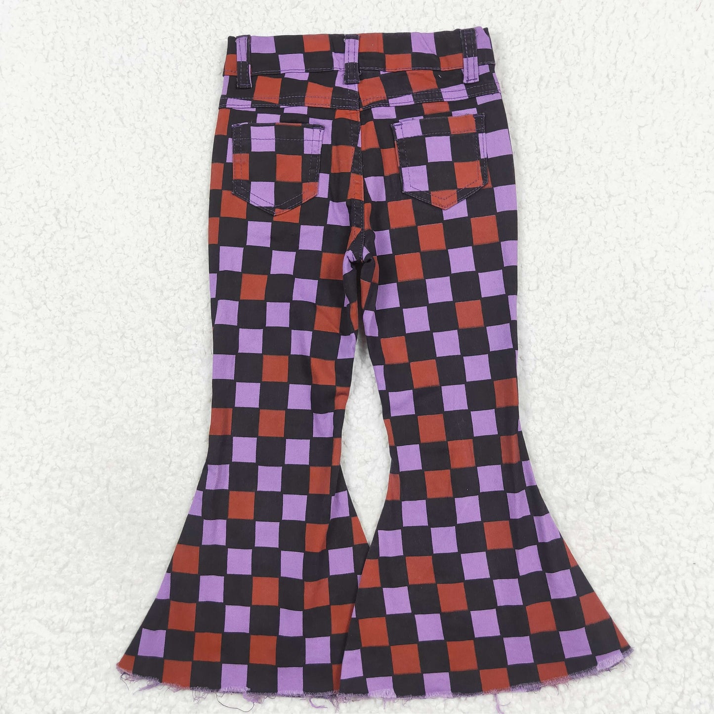 Baby Girls Halloween Checkered Bell Flare Denim Pants