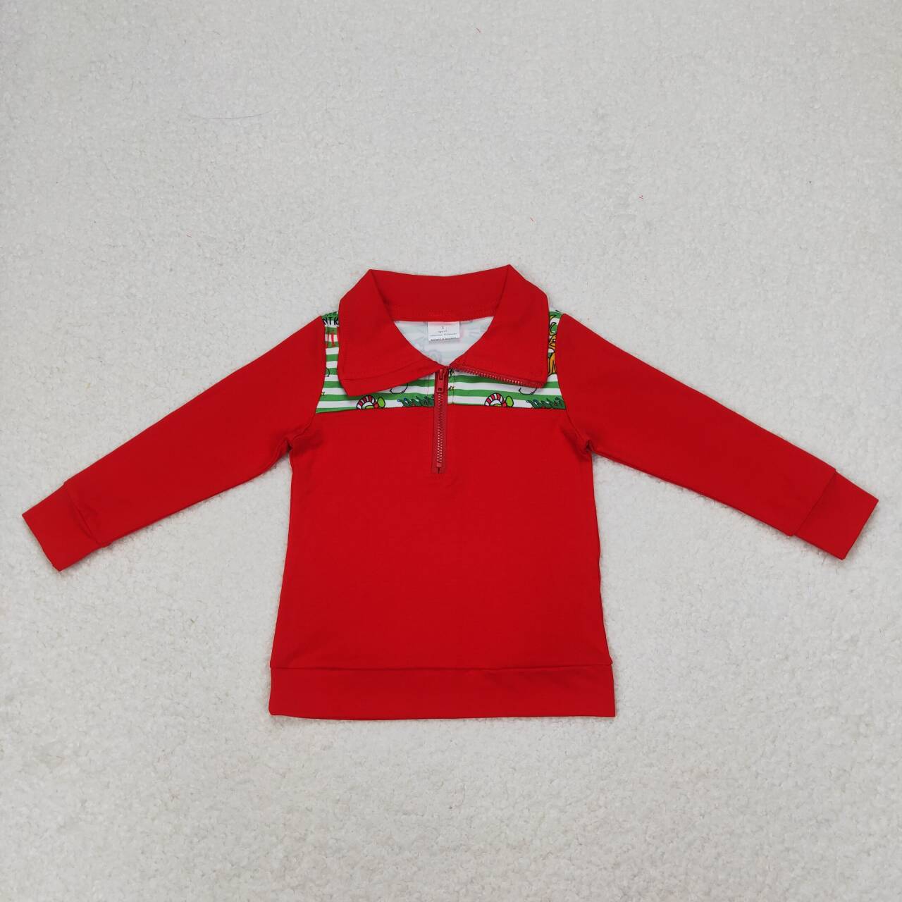 Baby Boys Christmas Green Face Long Sleeve Pullover Top