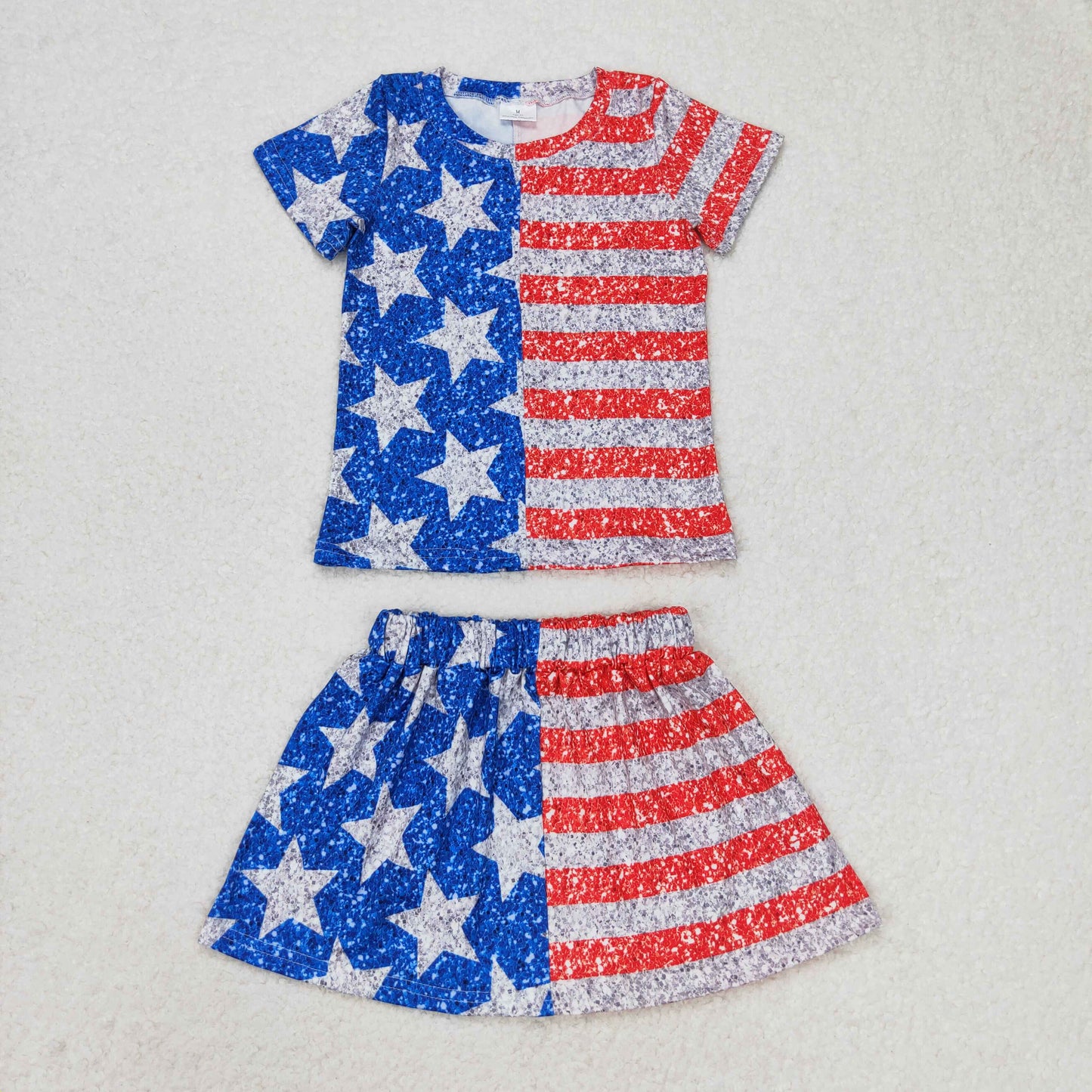 GSD1263 Baby Girls July 4th Star Red Striped Skirt Set