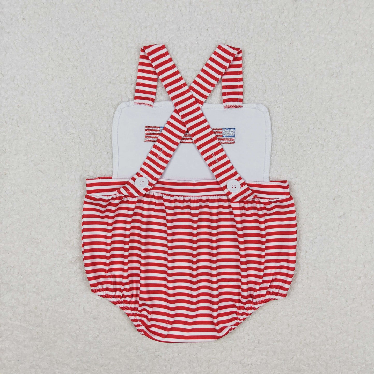 SR1212 Newborn Baby Boys July 4th Red Striped Bubble Romper