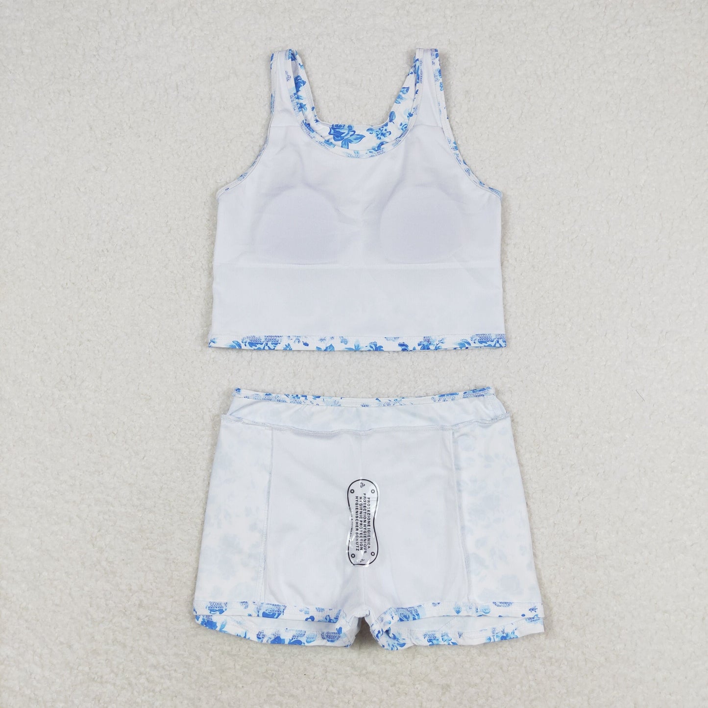 Baby Girls Blue Floral Skirt Set Swimsuit