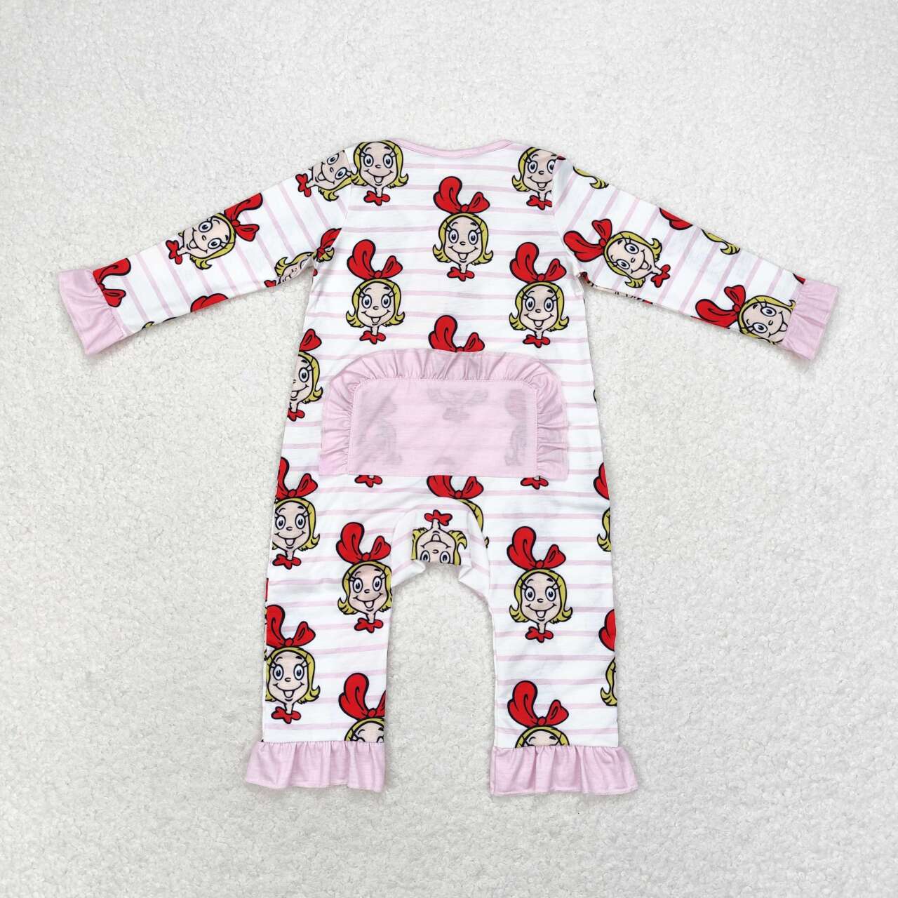 Baby Girls Christmas Pink Zipprt Bamboo Romper