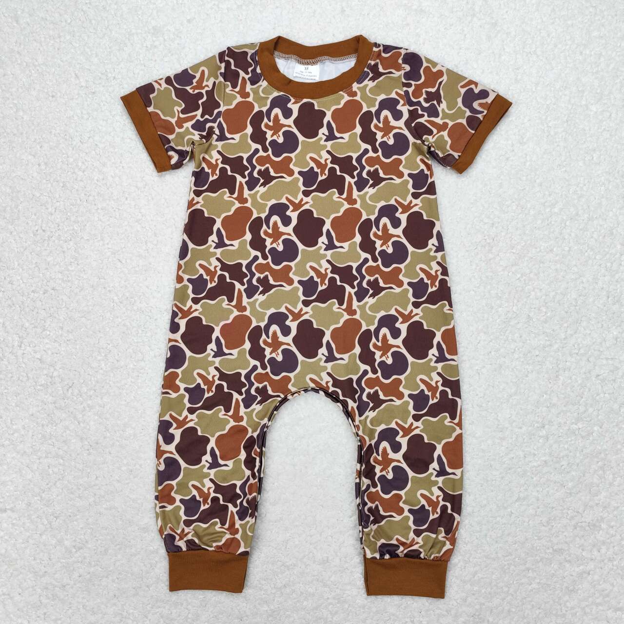 Newborn Baby Boys Brown Camo Mallard Romper