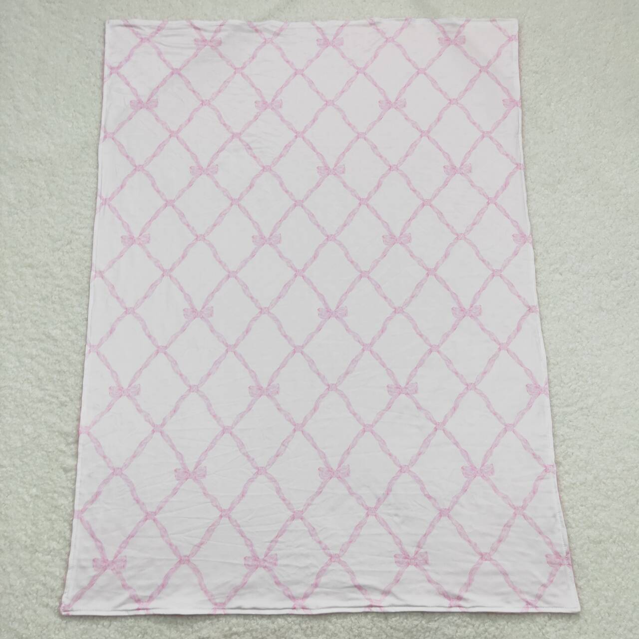 BL0132 Cute Baby Girls Pink Bow Blanket