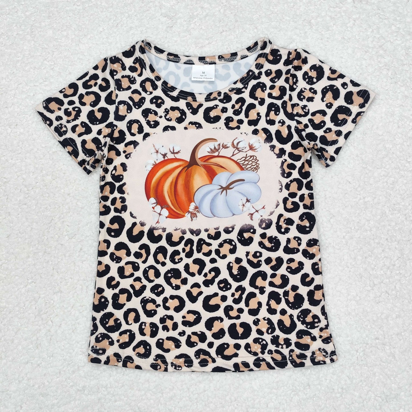 Mommy And Me Fall Pumpkin Leopard Short Sleeve T-shirt Top