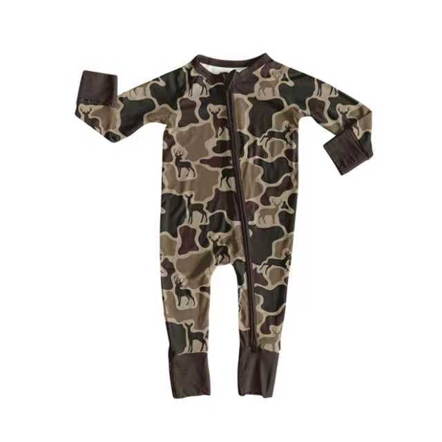 20 MOQ Preorder Kids Boys Sibling Bamboo Camo Pajama Set and Romper