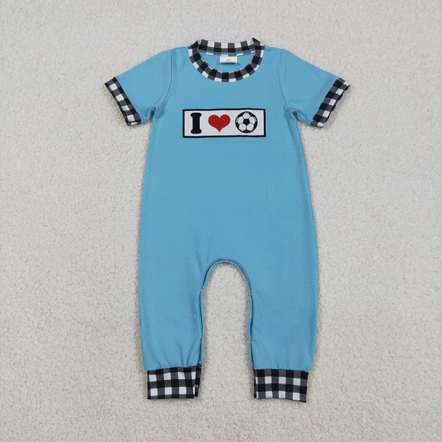 SR3369 I Love soccer Baby Boys Short Sleeve Romper