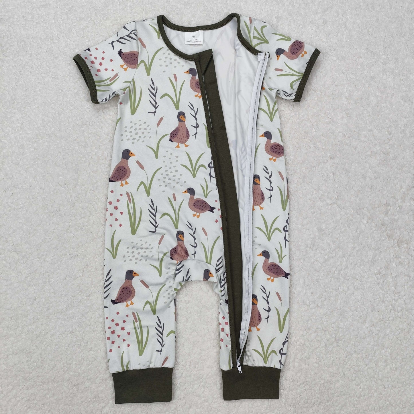 Newborn Baby Boys Duck Zipper Romper