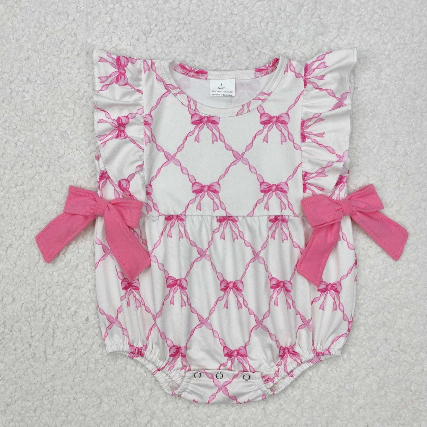 Sibling Baby Girls Pink Bows Valentines Clothes Set