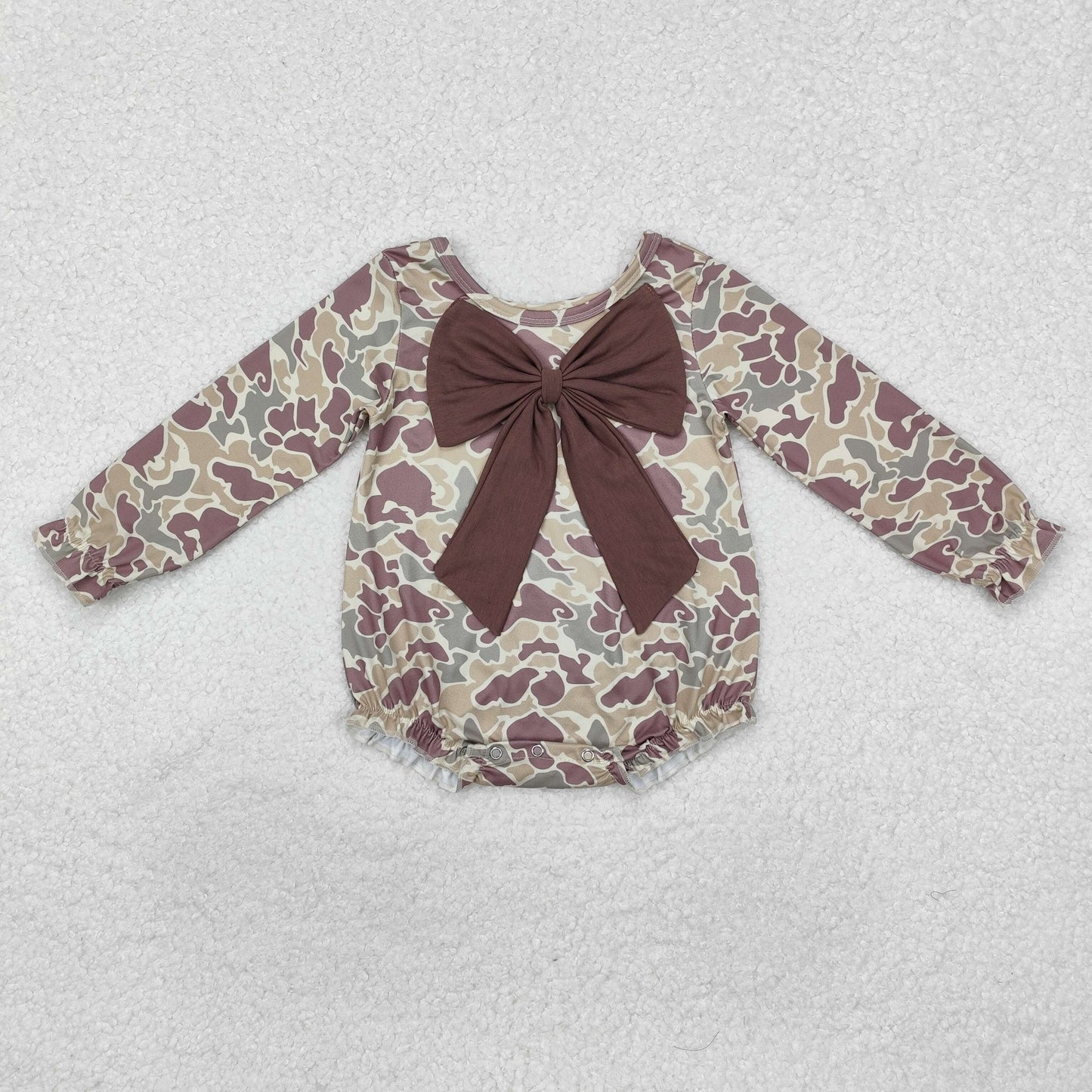 Newborn Baby Girls Camo Romper With Bow