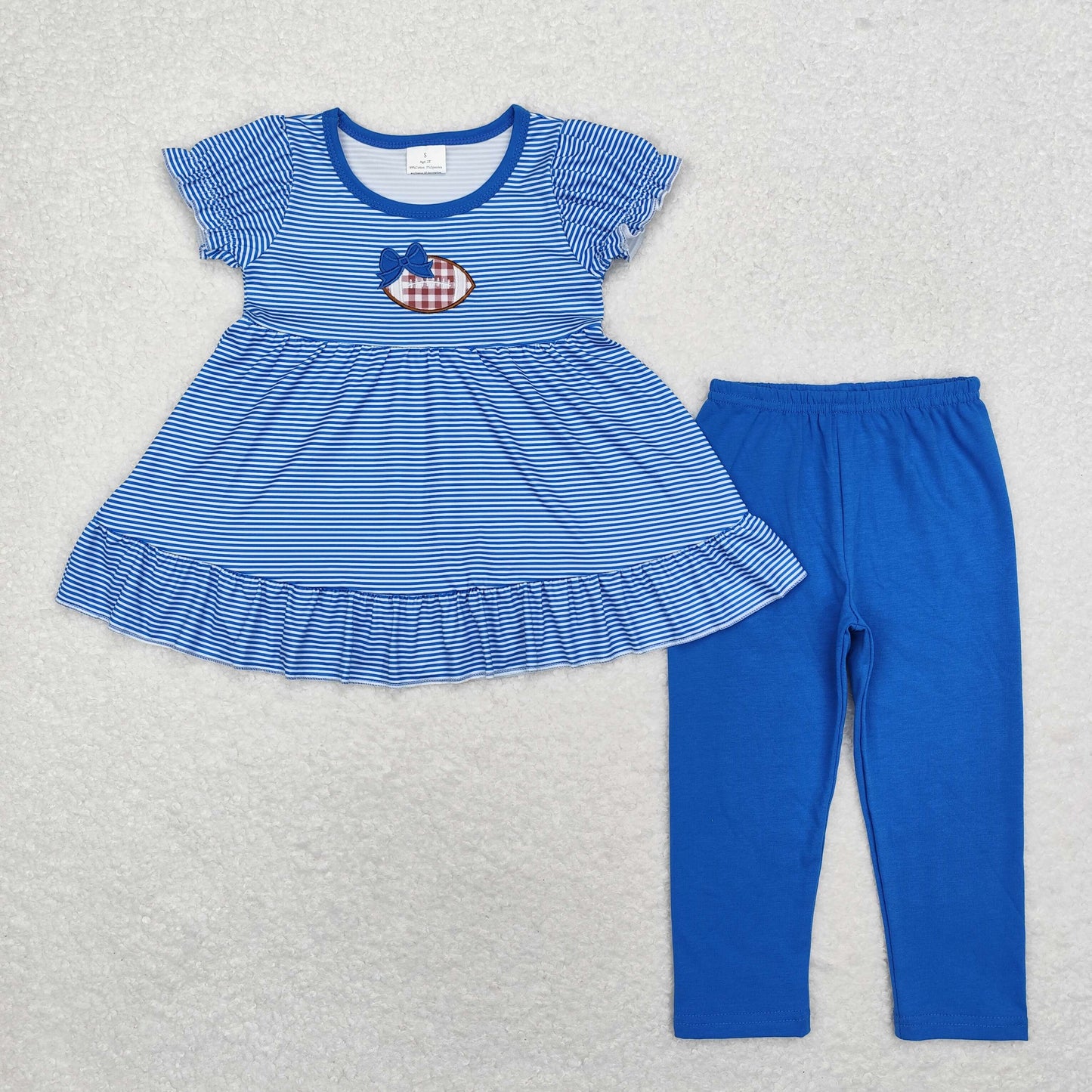 Baby Girls Embroidery Footabll Navy Outfit