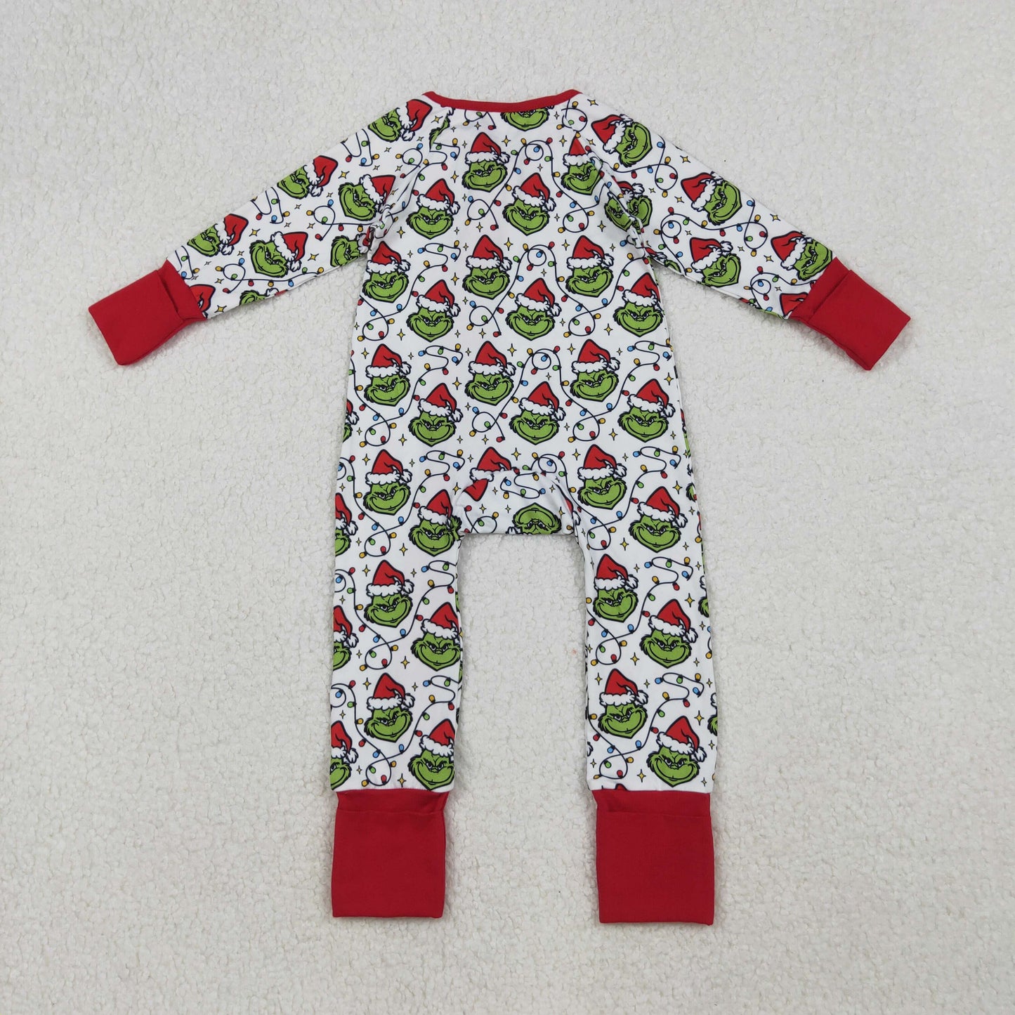 LR2574 Baby Girls Christmas Grinc Long Sleeve Zipper Romper