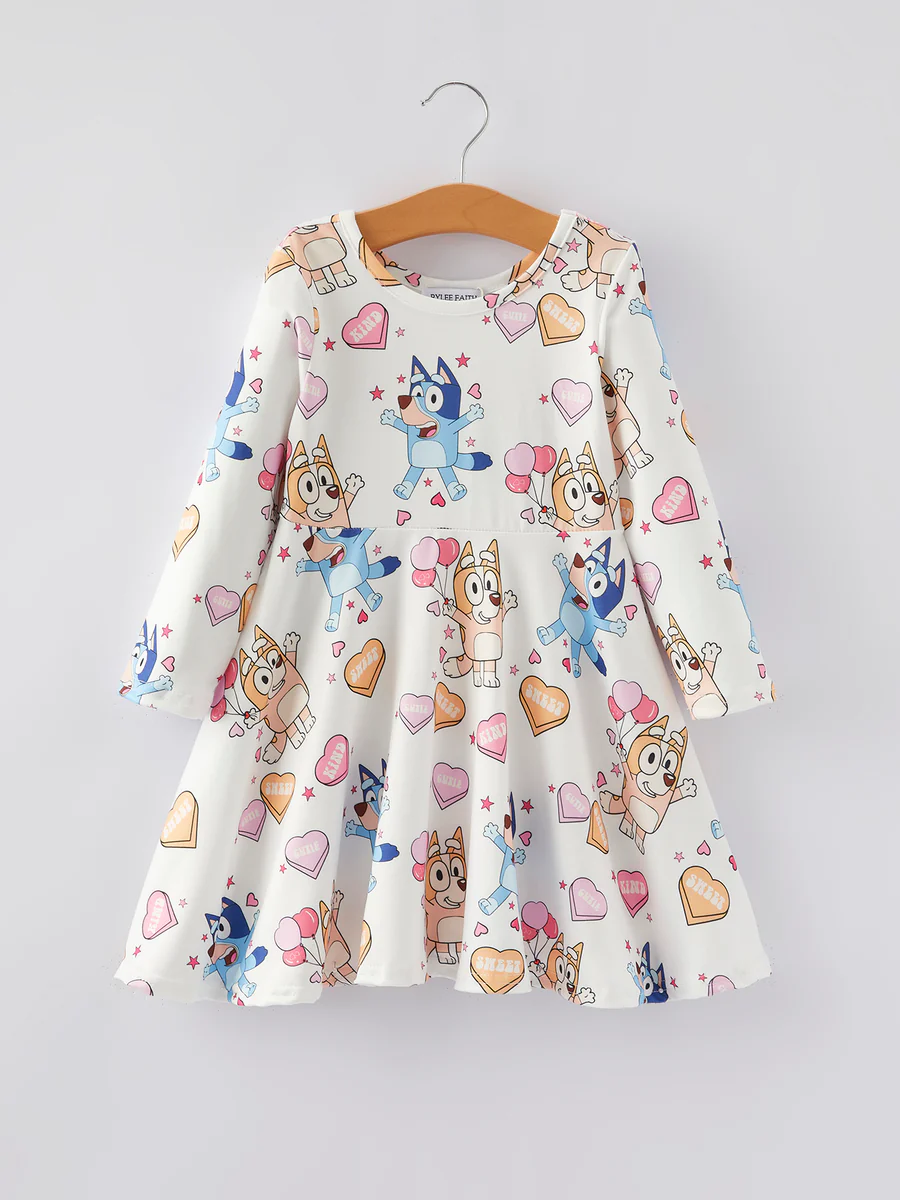 Baby Girls Valentine's Day Cartoon Dog Dress Preorder 5 MOQ