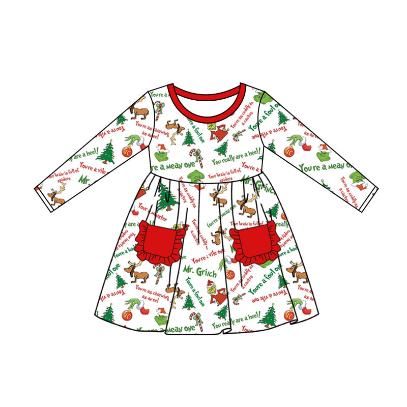 Baby Girls Christmas Green Face Dress Preorder