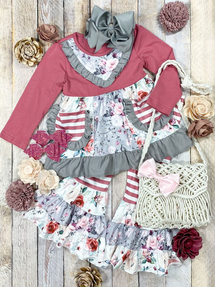 3 MOQ Baby Girls Fall Vintage Outfit Preorder