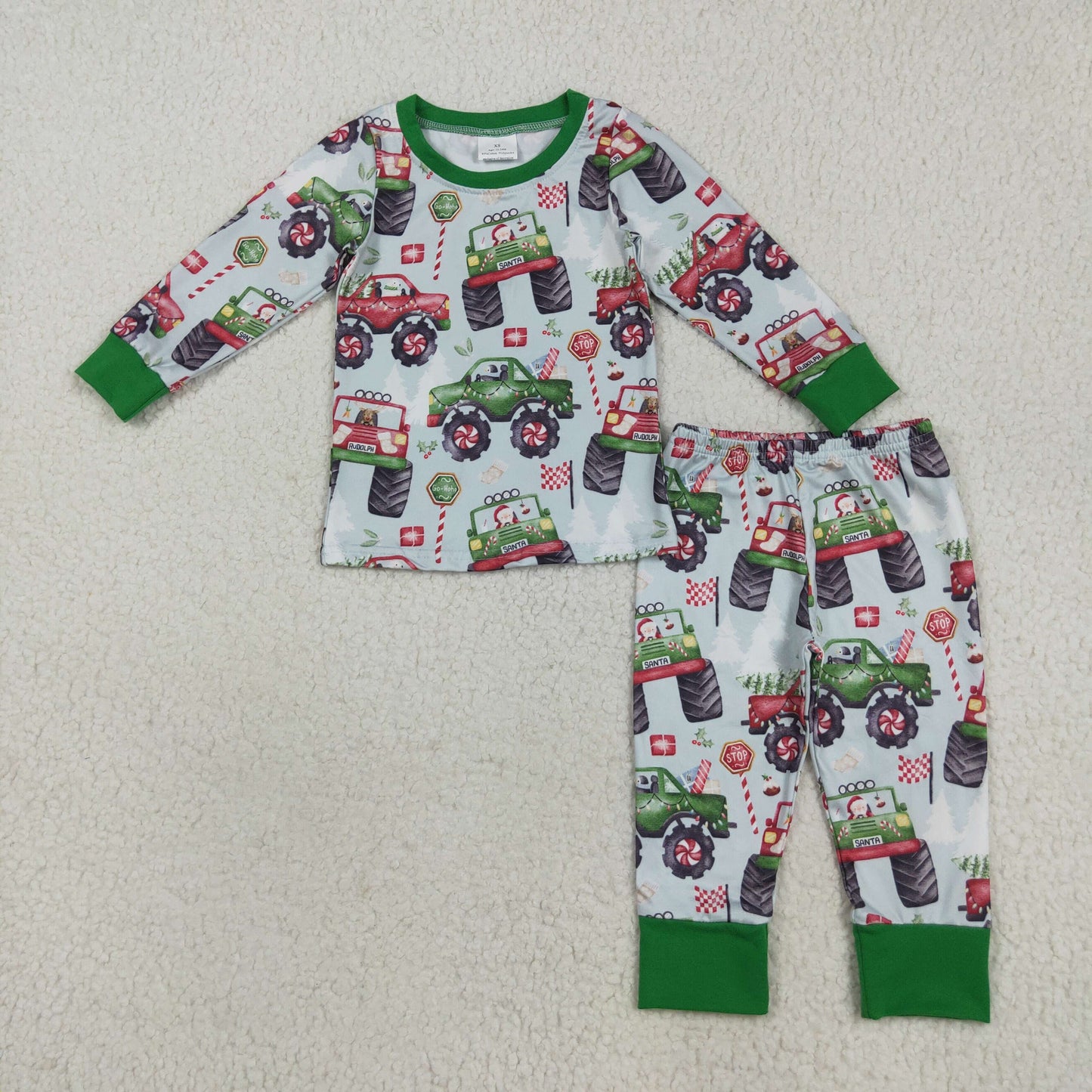 Kids Boys Christmas Truck Long Sleeve Pajama Set