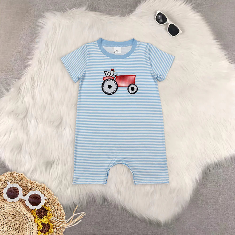 Toddler Baby Sibling Embroidery Farm Chicken Shorts Set Romper