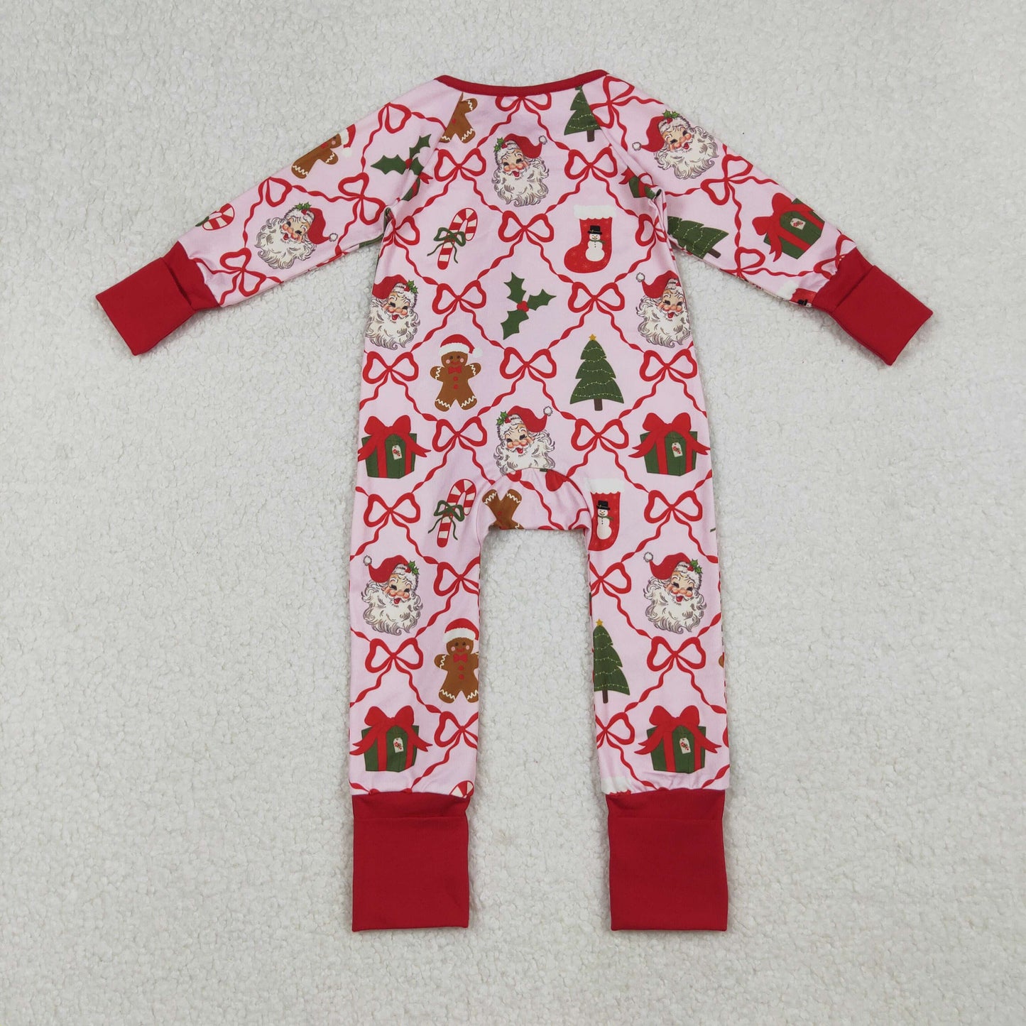 Baby Girls Christmas Santa Trellis Bo Footie Romper