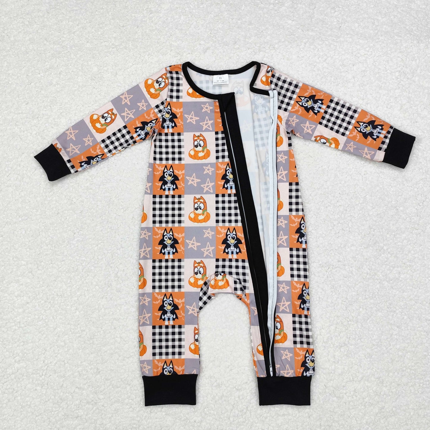 Baby Boys Halloween Cartoon Dog Long Sleeve Zip Romper