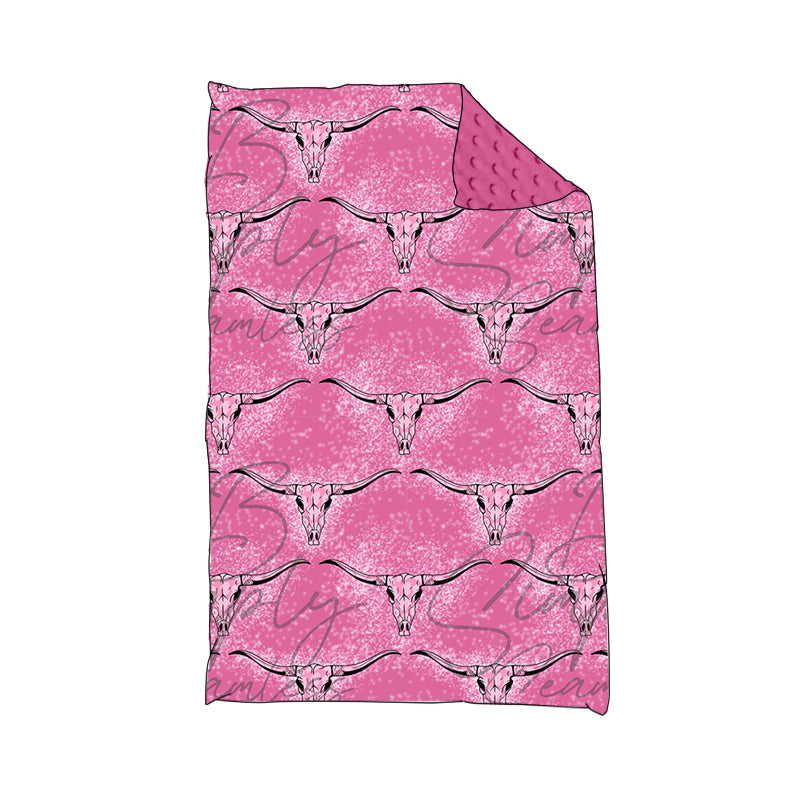 3 MOQ Baby Western Cow Pink Blanket Pre-order