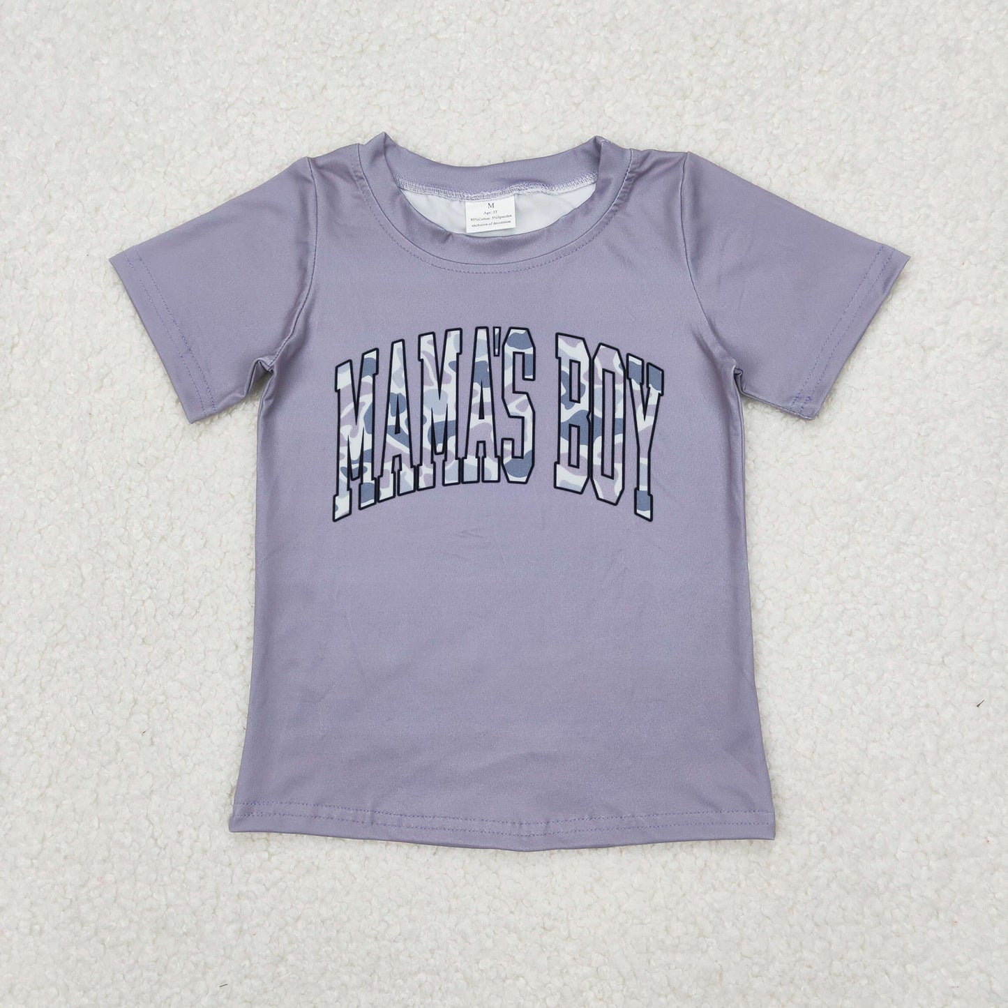 Bay Boys Gray Short Sleeves Camo MAMAS BOY Shirts Top