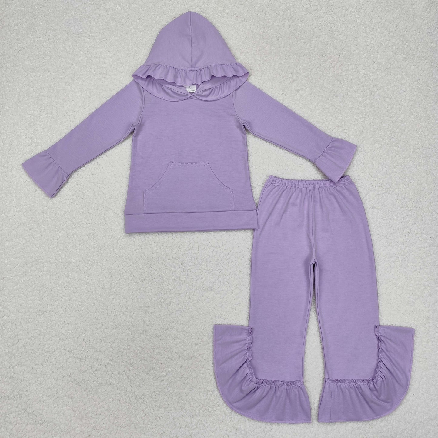 Baby Girls Purple Hoodie Top Ruffle Pants Outfit