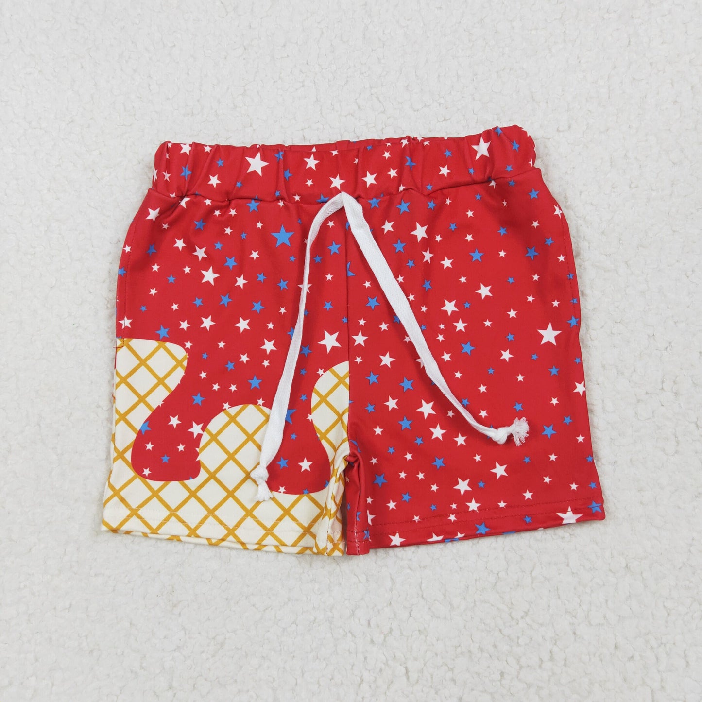 Kids Boys Red Ice Cream Drip Shorts With Pocket