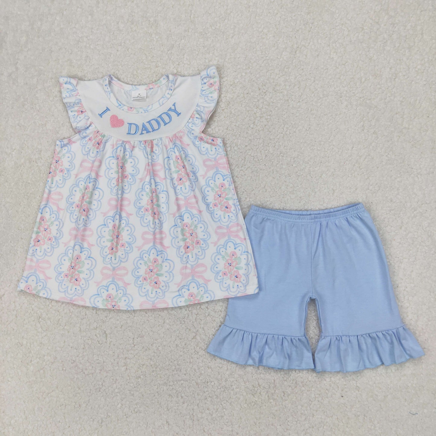 I LoveDaddy Baby Girls Floral Tunic Top Ruffle Shorts Set