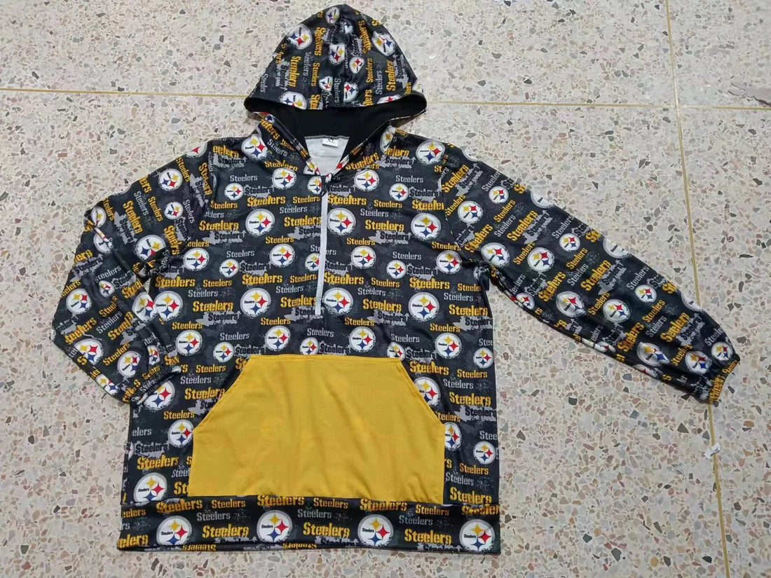 Preorder 5 MOQ Adult Women Steelers Team Long Sleeve Hooded Hoodie Tops