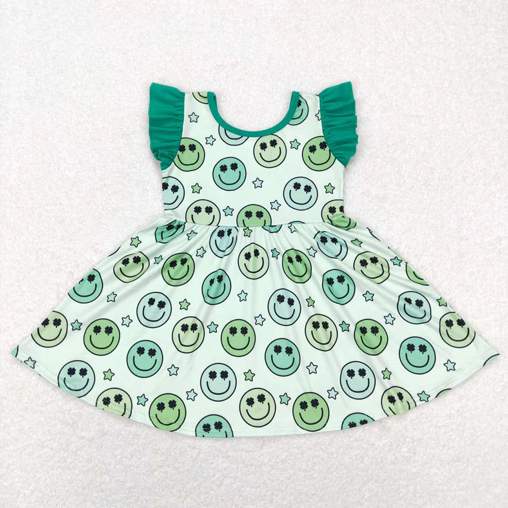 Baby Girls St Patrick Day Smile Green Knee Length Dresses