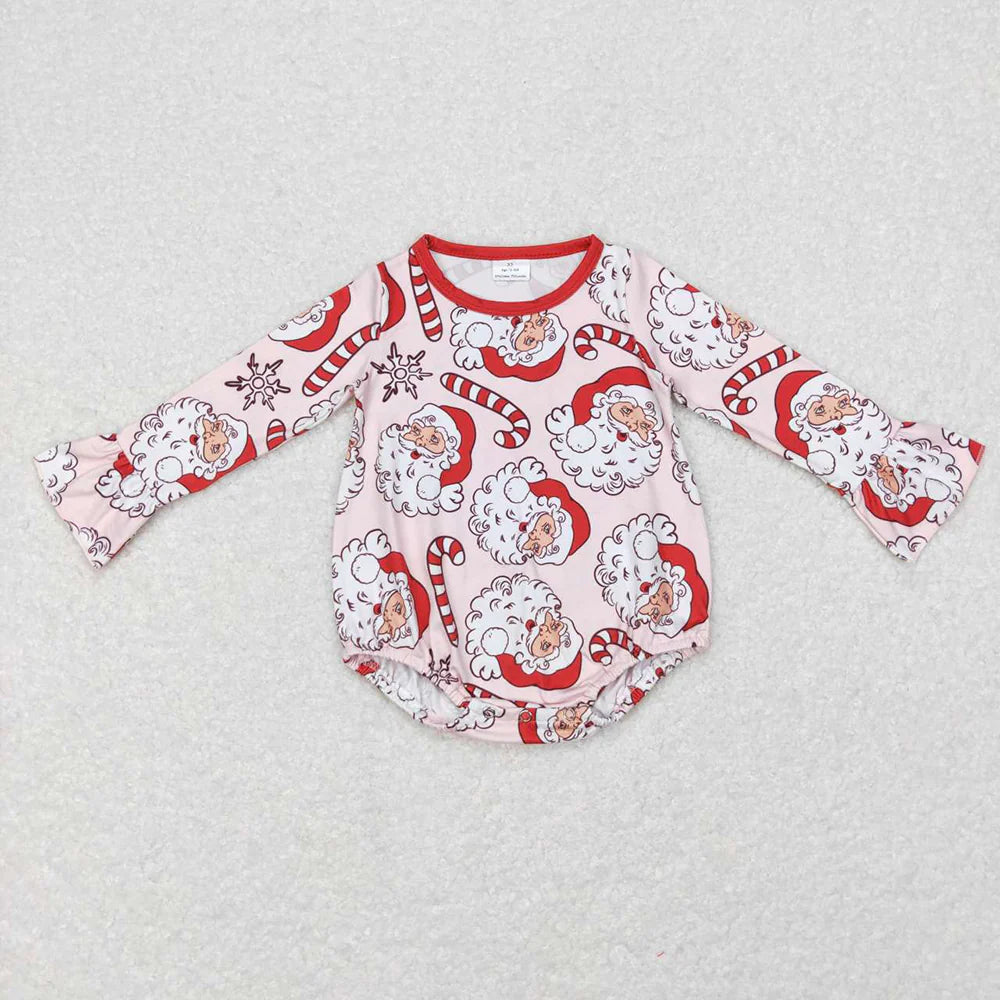 LR0607 USA Shop Baby Girls Christmas Santa Candy Ruffle Romper