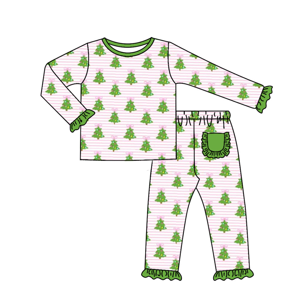 Baby Girls Christmas Tree Pink Pajama Set Dealine Time : 5th Aug