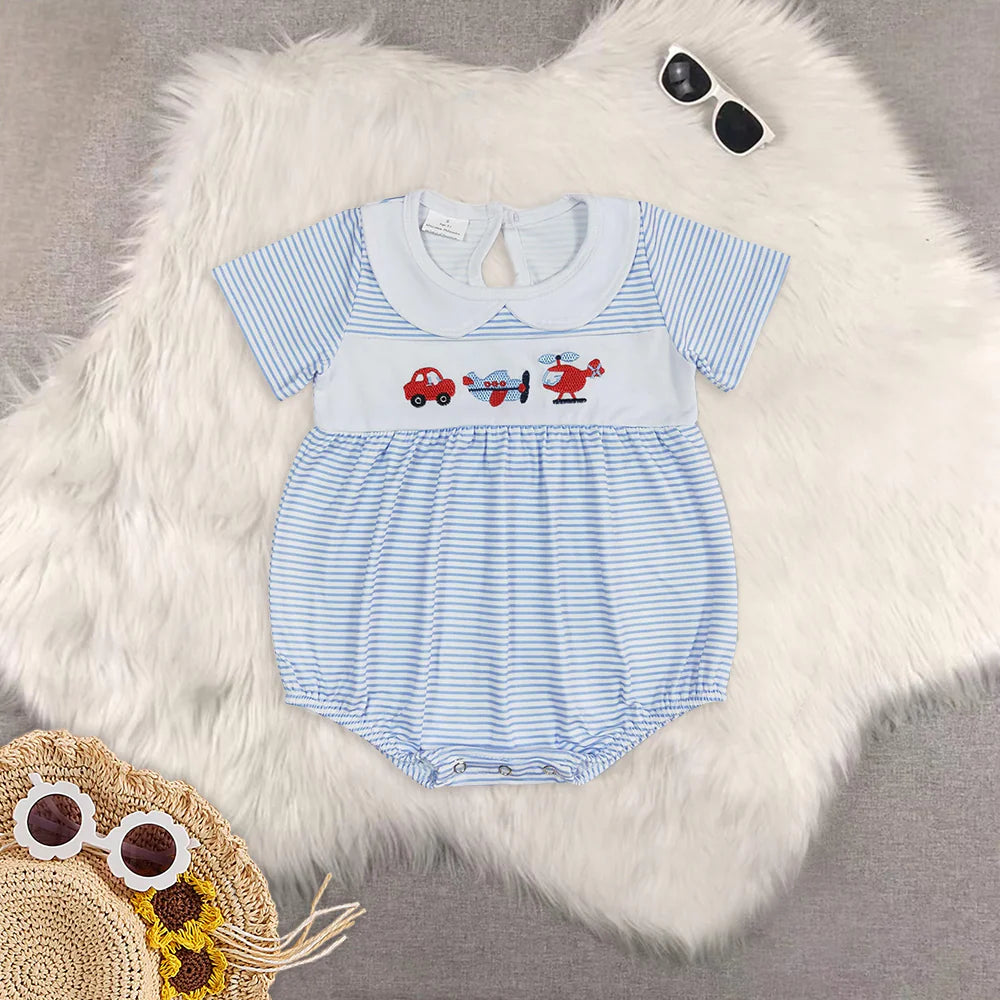 Summer Baby Sibling Embroidery Aircraft Clothes