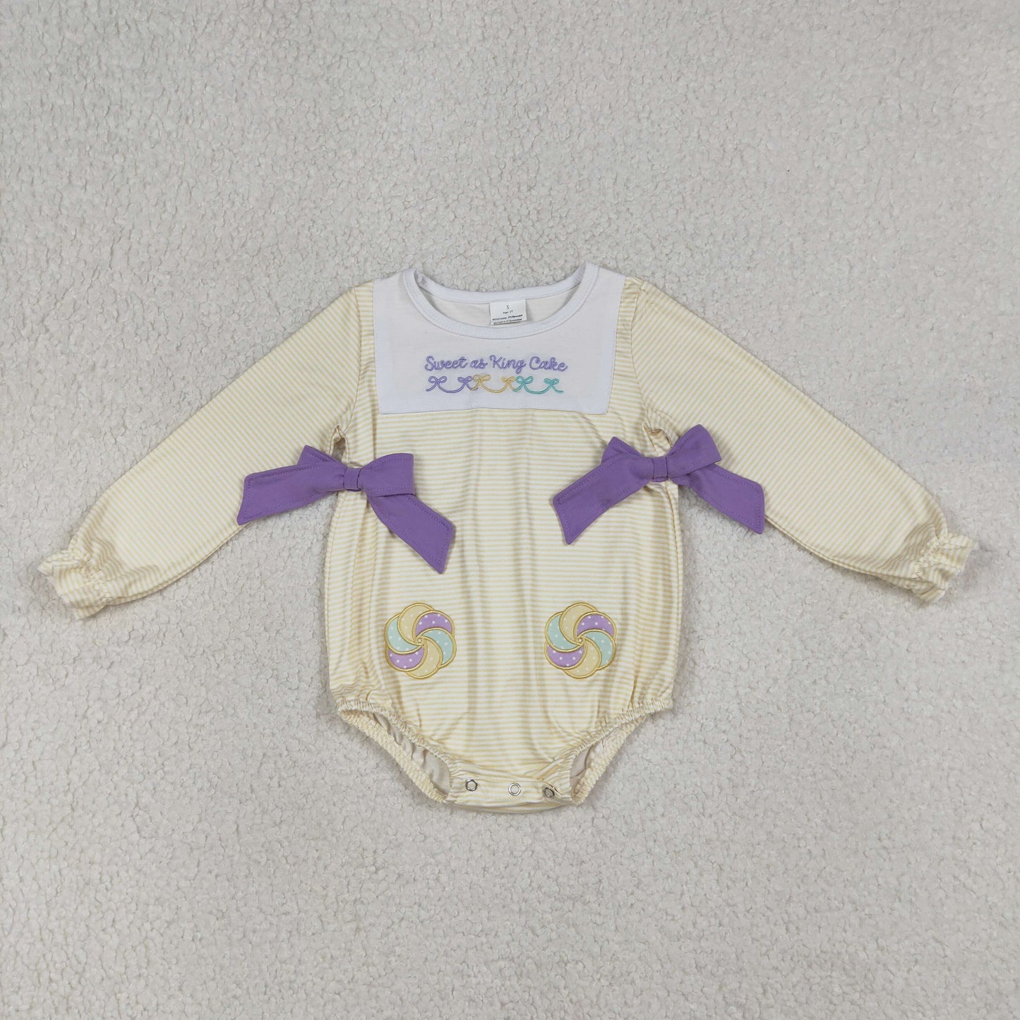 Sweet as King Cake Long Sleeve Bubble Romper