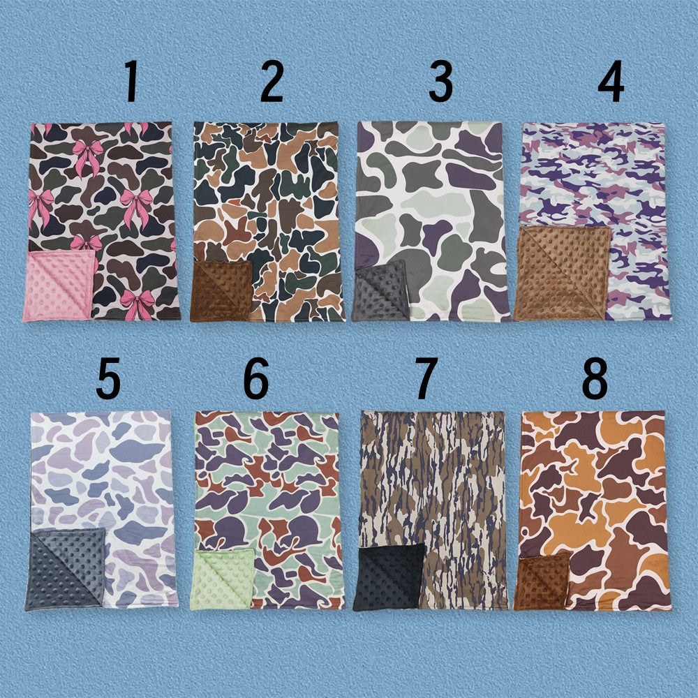 Baby Toddler Children Hunting Sibling Camo Minky Blankets 8 Colors