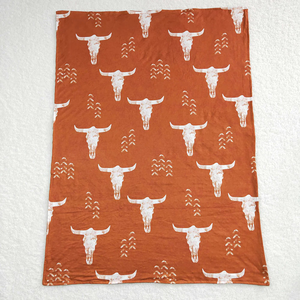 BL0070 USA Shop Baby Kids Western Cow Skull Minky Blanket