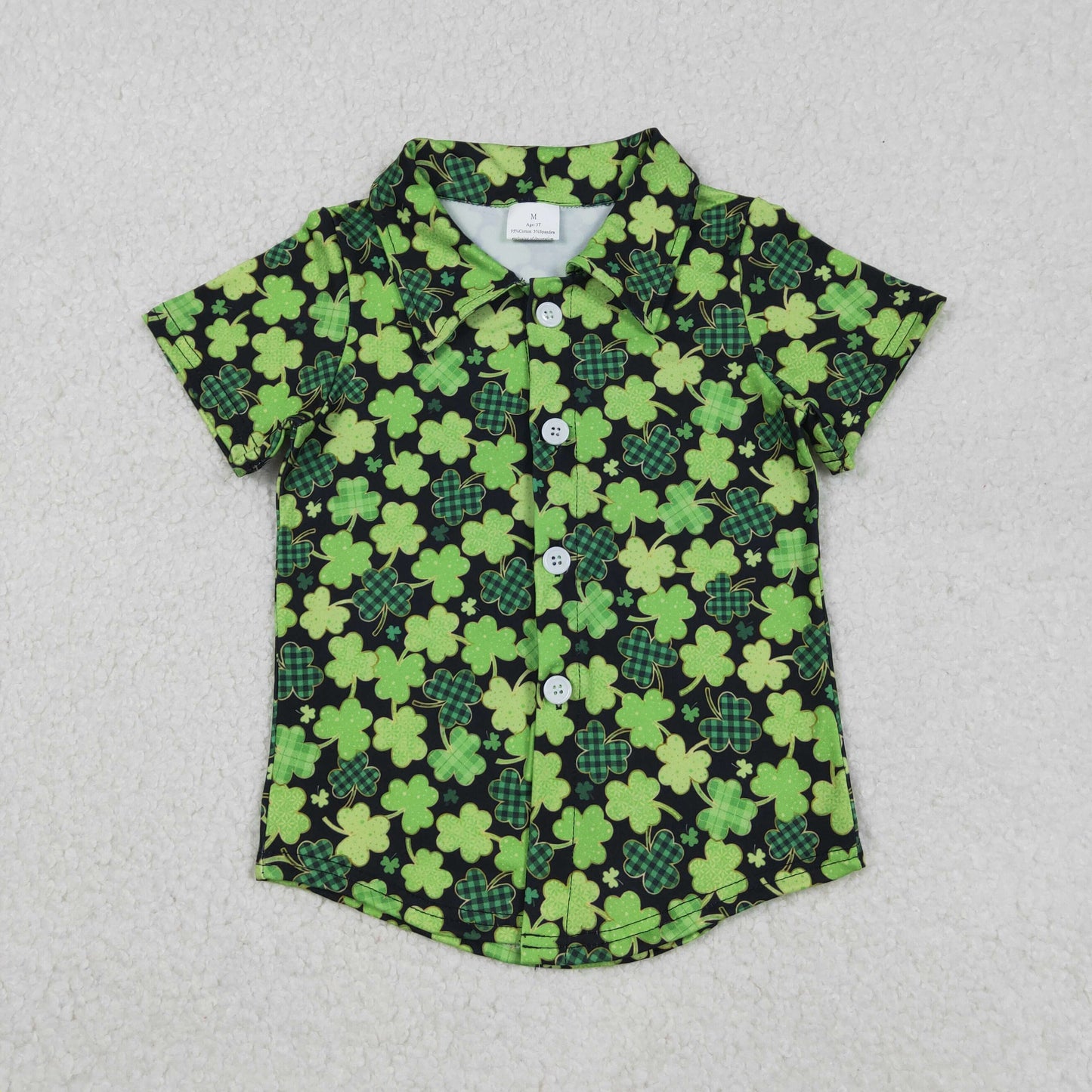 BT1455 Baby Boys Saint Patrick Shamrock Shorts Polo Shirt Top