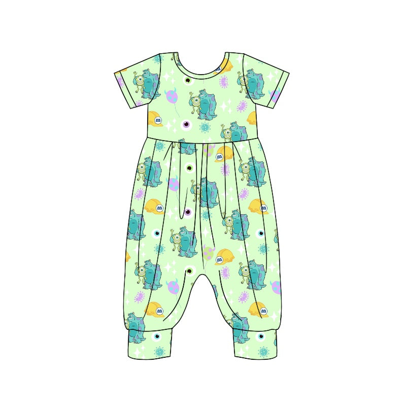 Baby Girls Bamboo Cartoon Monster Jumpsuit Pre-order 3 MOQ