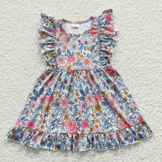 Baby Girls Flutter Sleeve Summer Dress With Ruffle