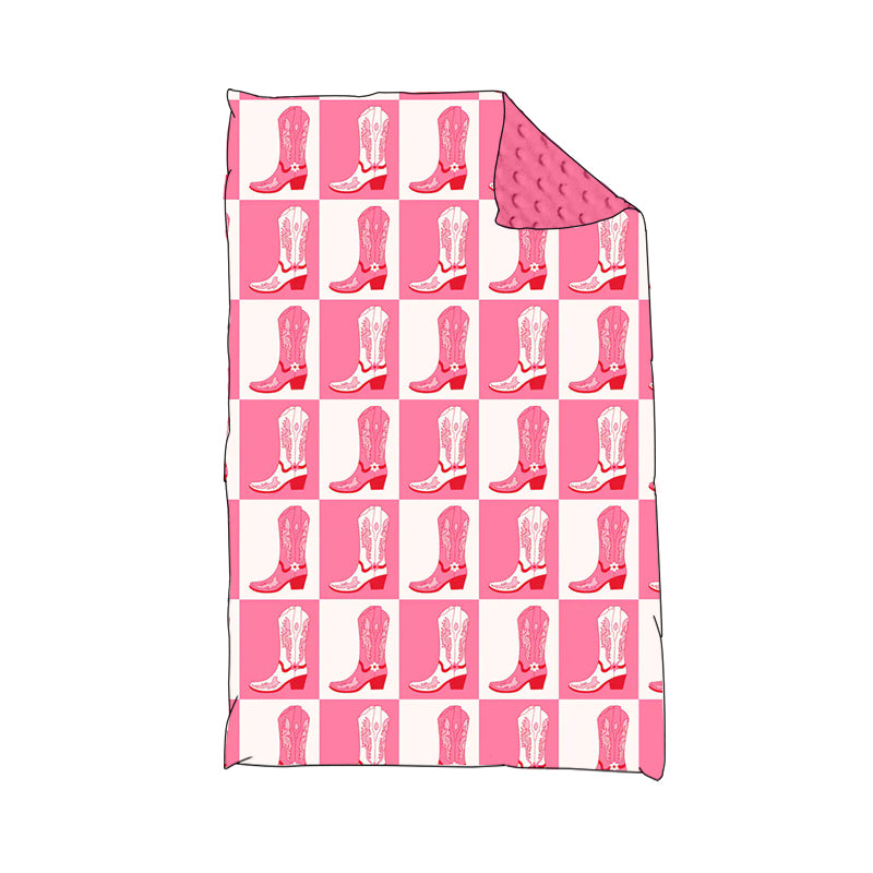 3 MOQ Baby Western Pink Boots Blanket Pre-order