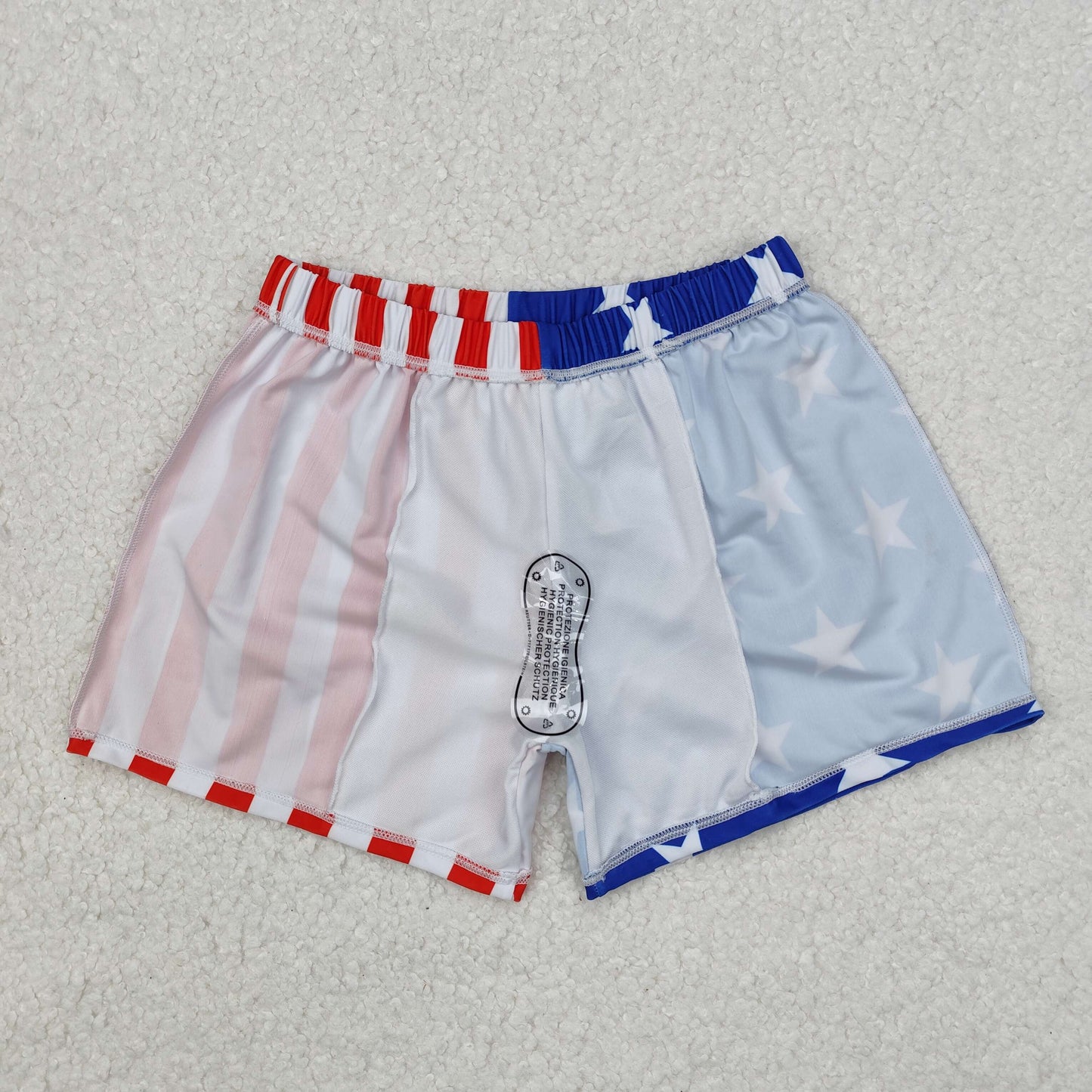 Baby Boys Blue Stars Red Stripe 4th Of July Swimming Trunks
