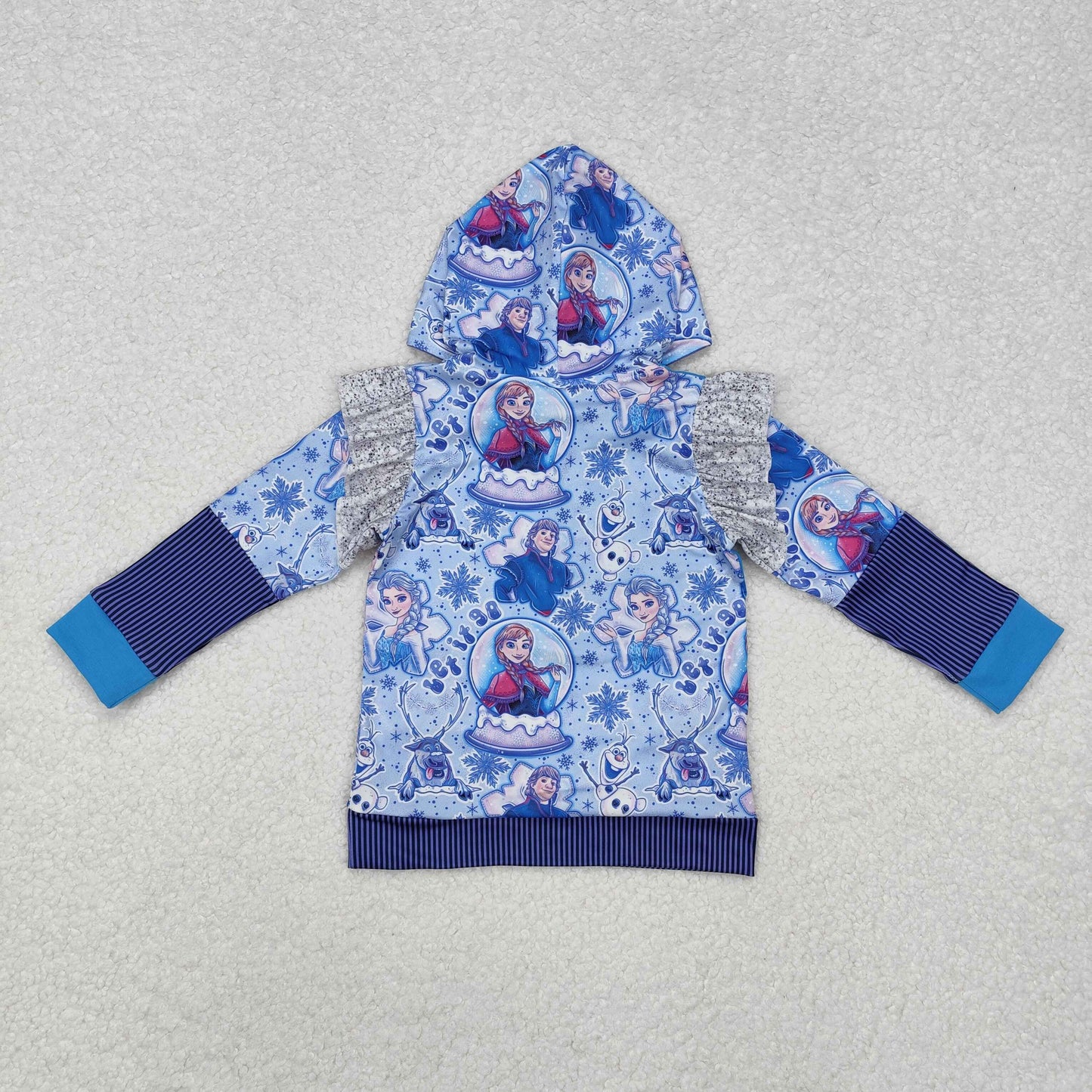 Baby Girls Blue Long Sleevs Princess Hoodies Pocket Top