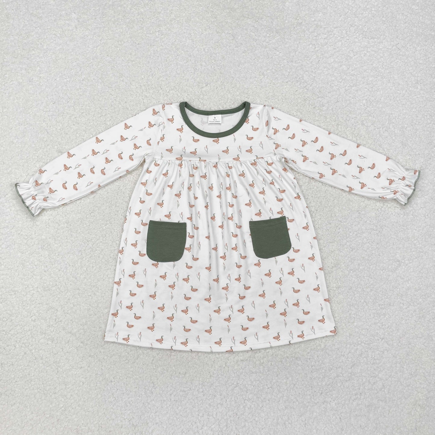 Baby Girls Mallard Long Sleeve Dress With Pocket