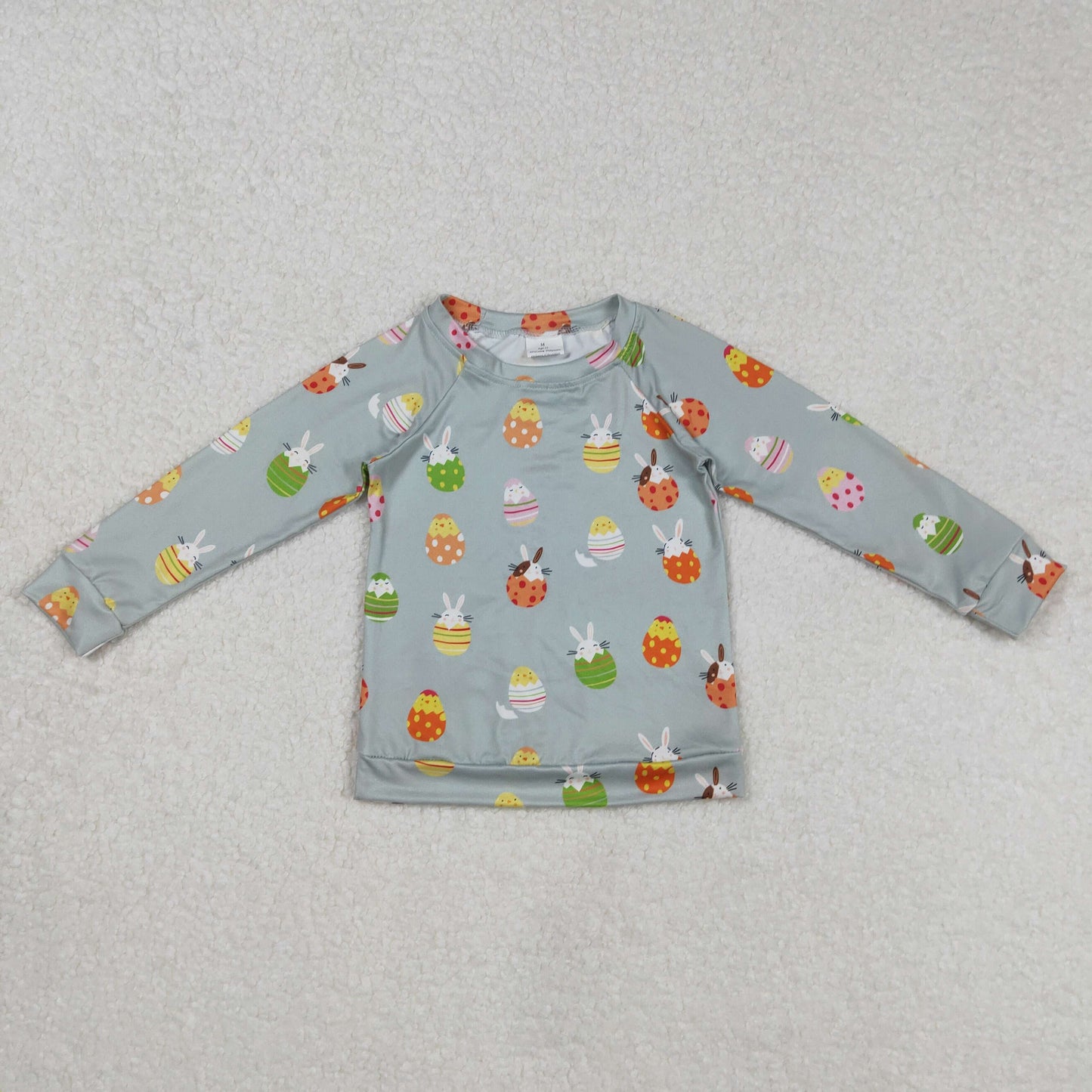 Baby Boys Aqua Long Sleeves Bunny Eggs Easter Top Shirts