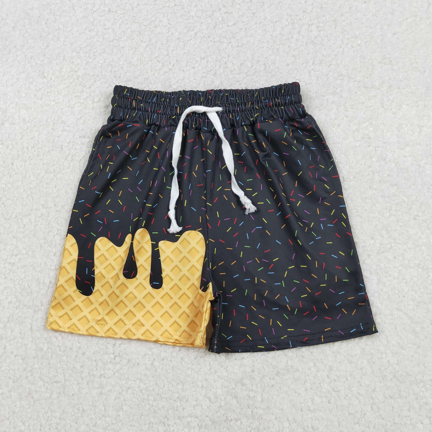 Kids Boys Black Ice Cream Drip Shorts